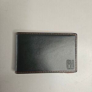 Forrest & Harold Mens Black Leather Bifold Wallet Tan Interior Contrast Stitch